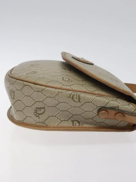 Christian Dior Honeycomb Canvas Shoulder Bag PVC Beige Gold Auth BA1892 - Picture 4 of 16